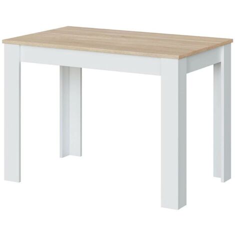 Table de salle à manger fixe Cloe – Chêne canadien et blanc artik – 4 places – Dimensions 109x67x79 cm – Mélamine haute qualité – Venditadimobilionline