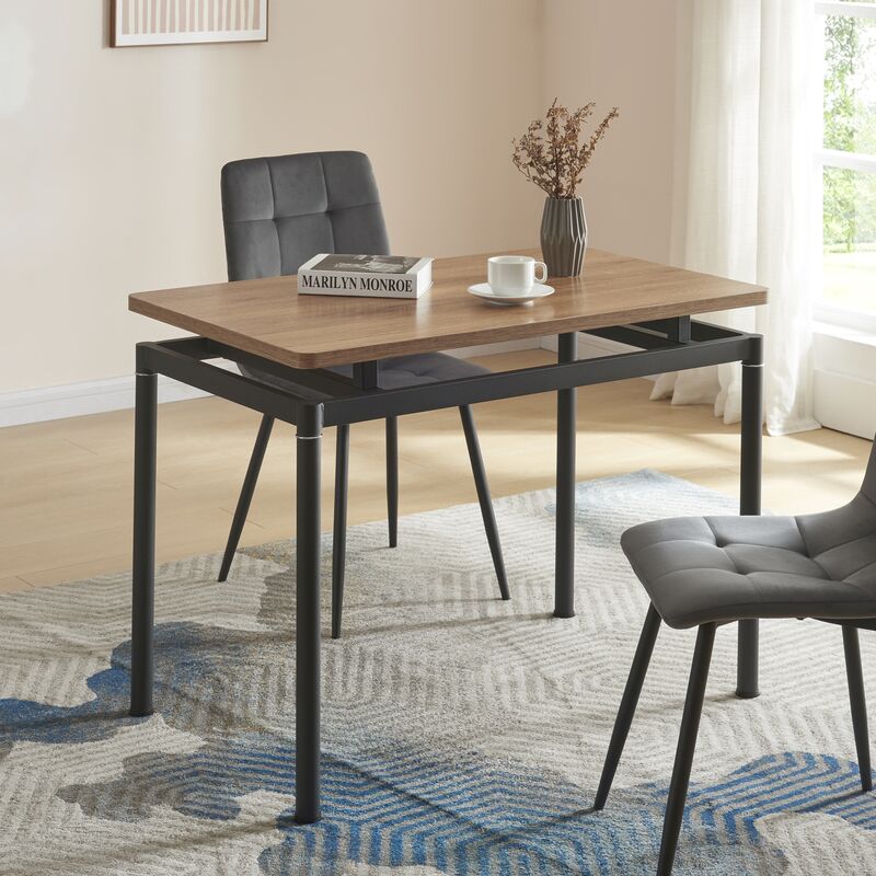 [en.casa] - Table de salle à manger Hemnes mdf acier 100 x 60 x 75 cm effet chêne noir