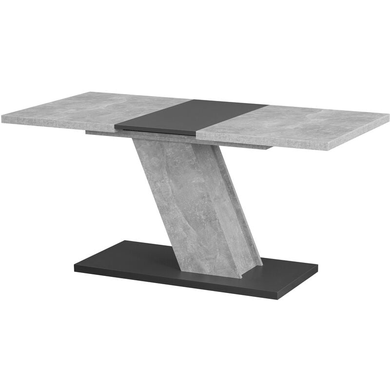 table de salle à manger kross, plateau de table extensible - aspect béton oxyde + anthracite matt - aspect béton oxyde + anthracite matt - vladon