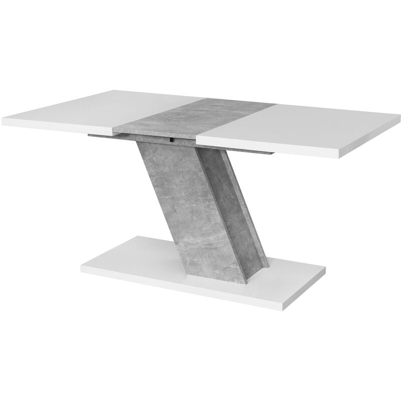table de salle à manger kross, plateau de table extensible - beton optik + weiß matt - beton optik + weiß matt - vladon