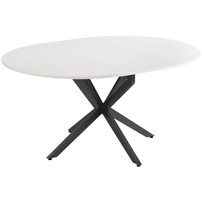 Vicco - Table de salle à manger Loyd, blanc/noir, 120x76.5cm extensible