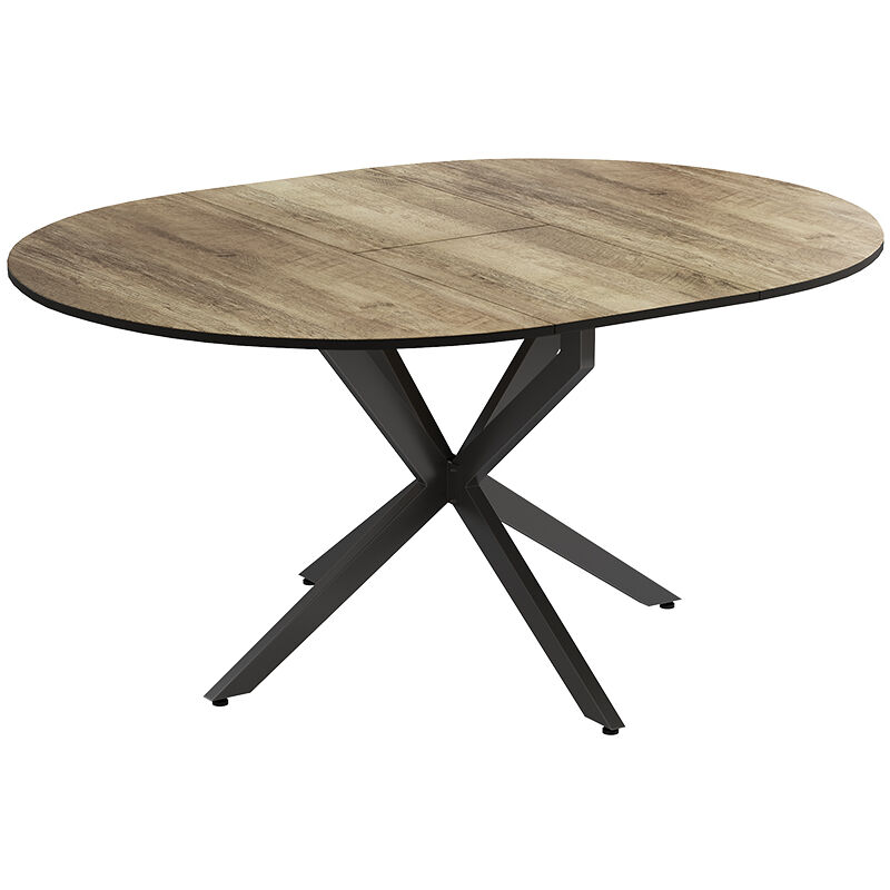 Table de salle à manger Loyd, noir/chêne rustique, 120x76.5cm extensible Vicco