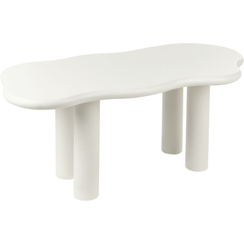 Beliani – Table de salle à manger moderne minimaliste forme irrégulière – 188 x 94 cm – MDF blanc cassé – 8 places – Pieds en PVC - PVC 188 X