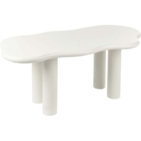 BELIANI Table de Salle à Manger Moderne Minimaliste Plateau Forme Irégulière et Pieds PVC 188 x 94 cm MDF Blanc Cassé Ondle