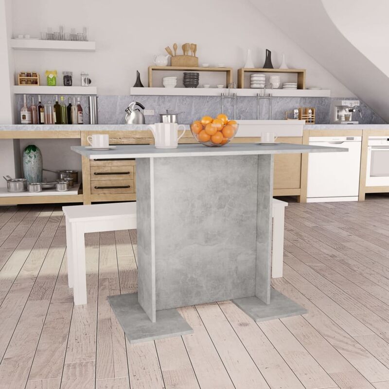 Vidaxl – Table de salle à manger en aggloméré gris béton 110 x 60 x 75 cm – Stable et facile à nettoyer – Design minimaliste pour repas conviviaux