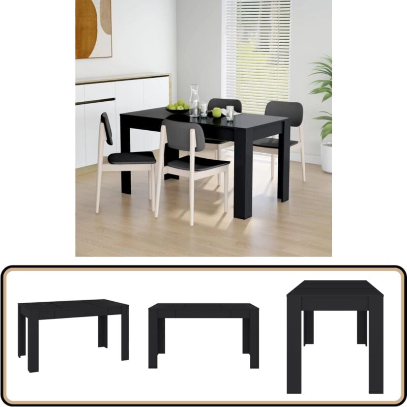 Vidaxl - Table de salle à manger Noir 140x74,5x76 cm Aggloméré - Table à Manger - Table Noire - Table Design - Table Moderne - Table Extensible