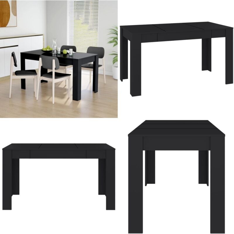Vidaxl - Table de salle à manger Noir 140x74,5x76 cm Aggloméré - Table à Manger - Table Noire - Table Design - Table Moderne - Table Extensible