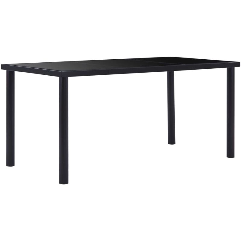 Table de salle à manger Noir 160x80x75 cm Verre trempé - Noir