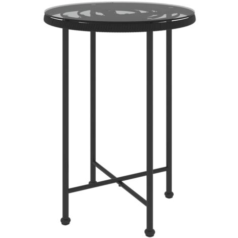 Table de salle à manger Noir Ø55cm Verre trempé et acier