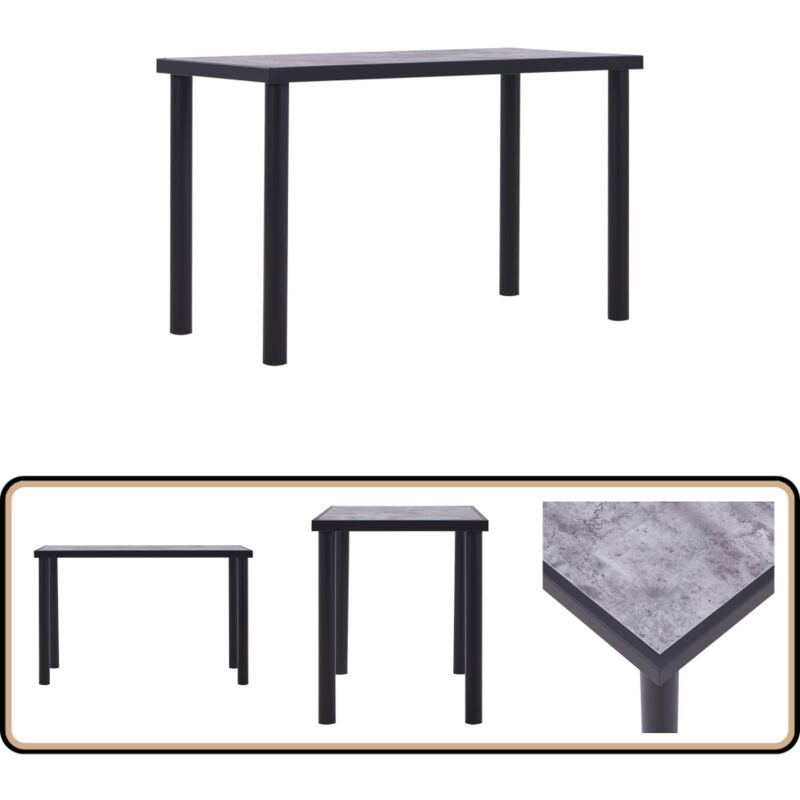 Vidaxl - Table de salle à manger Noir et gris béton 120x60x75 cm mdf - Table à Manger - Table Moderne - Table Design - Table Noire - Table Ronde