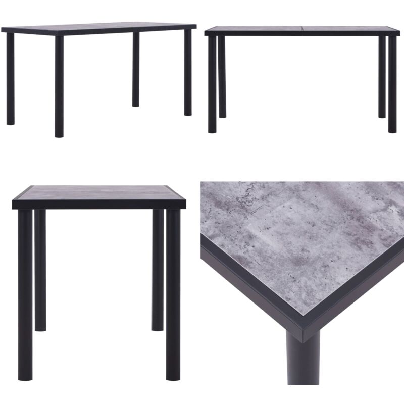 Vidaxl - Table à manger Noir et gris béton 140x70x75 cm mdf - Table à Manger - Table Moderne - Table Design - Table Noire - Table En Métal - Home &
