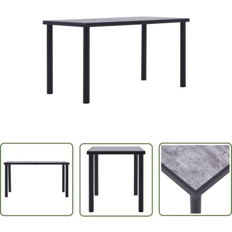 Table de salle à manger Noir et gris béton 140x70x75 MDF