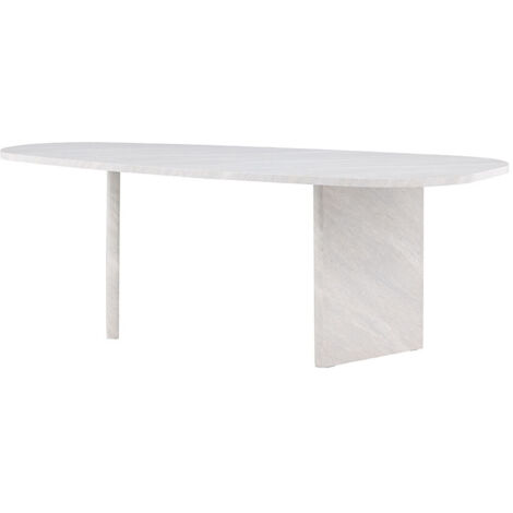 Table de salle à manger ovale 100x220 cm – MDF effet marbre – Accueille jusqu'à 10 convives – Hauteur 75 cm