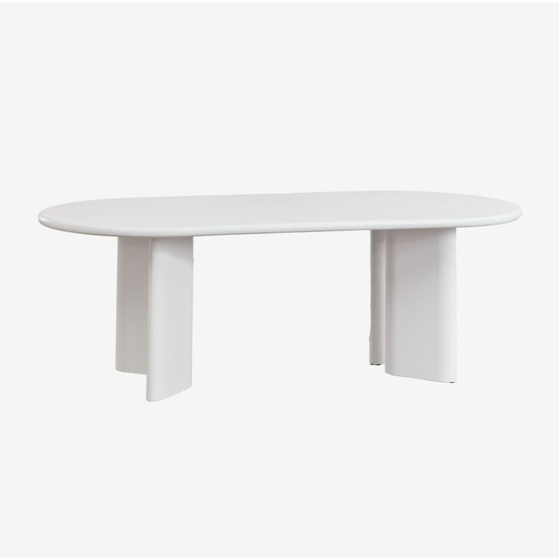 Sklum - Table de salle à manger ovale 220x100 cm en mdf Loulou Blanc Gardenia