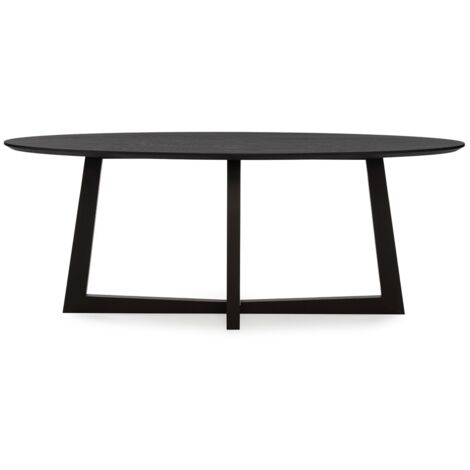 Table de salle à manger ovale placage chêne LUVIO 200cm-Noir