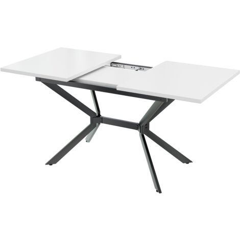 Table de salle à manger pliable 160x80x75cm, Extensible, Rectangulaire, blanc