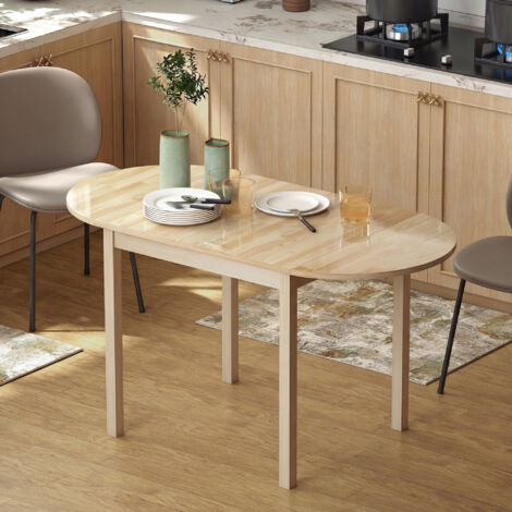 Table de salle à manger pliante ovale en bois massif 2 abattants peu encombrante 140L x 70l x 75H cm