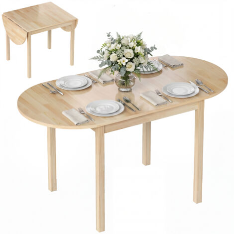 Table de salle à manger pliante ovale  massif 2 abattants peu encombrante 140L x 70l x 75H cm