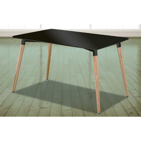 Table de salle à manger rectangulaire coloris noir et naturel - longueur 120 x profondeur 80 x Hauteur 76 cm -PEGANE-