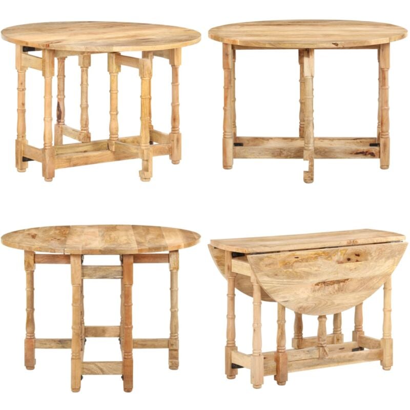 Table à manger Rond 110x76 cm Bois de manguier massif - Table à Manger Ronde - Table En Bois - Table De Salle à Manger - Mobilier De Salle à Manger