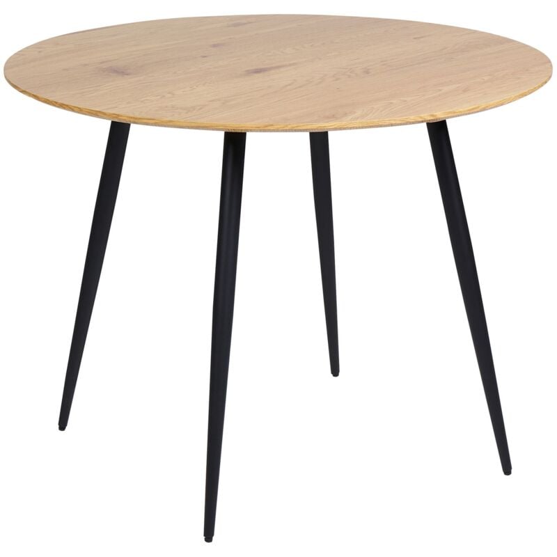 Beliani - Table de Salle à Manger Ronde 100 cm en mdf Bois Clair et Acier Noir Simple Bjorka