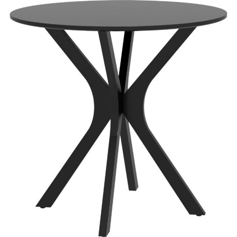 Table de Salle à Manger Ronde 78 cm, Table de Cuisine Moderne avec Piètement Araignée en Acier, Table de Bar pour 2 Personnes, Ø78 x 75 cm, Noir