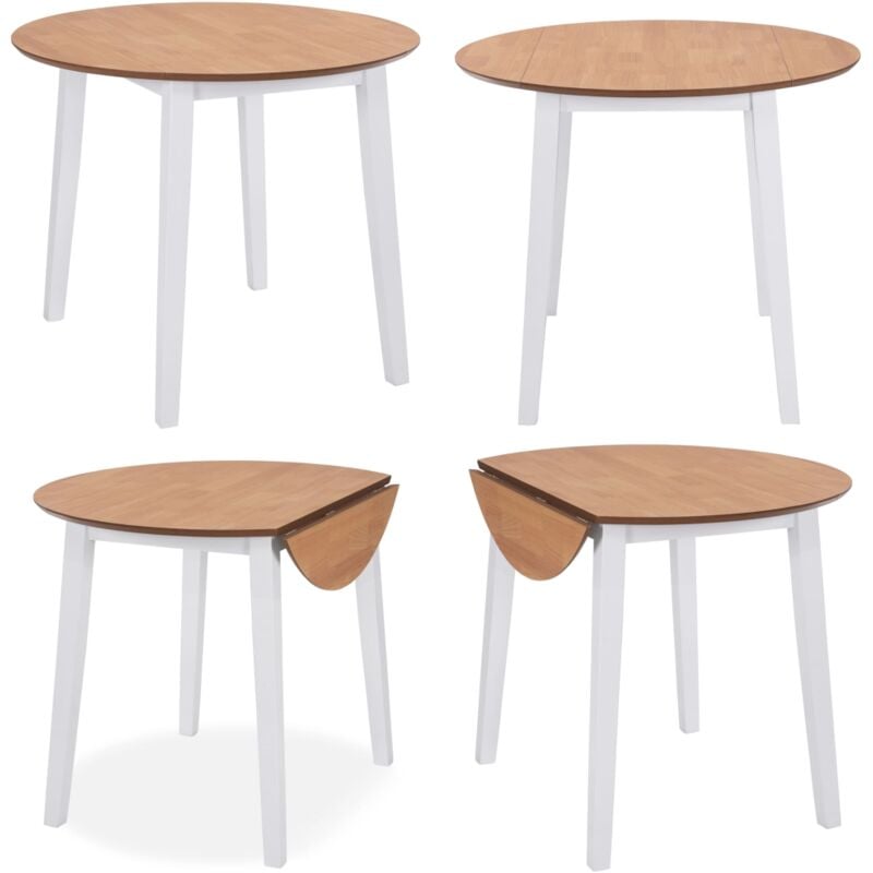 Table à manger ronde à abattant MDF blanc - Table À Manger - Table Ronde - Table Extensible - Table Pliable - Table À Abattant - Home & Living