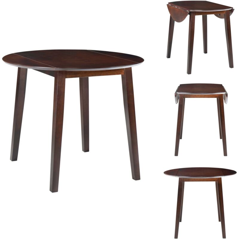 Table de salle à manger ronde à abattant mdf Marron - Table à Abattre - Table Ronde - Table De Salle à Manger - Table Extensible - Meuble De Cuisine