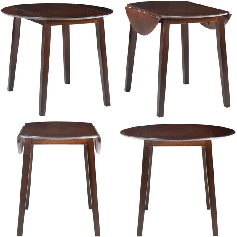 Table de salle à manger ronde à abattant mdf Marron - Table à Abattre - Table Ronde - Table De Salle à Manger - Table Extensible - Meuble De Cuisine