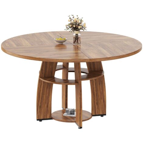Table de salle à manger ronde de style campagnard moderne de 120 cm pour 4 à 6 personnes, table de cuisine en bois pour salle à manger/salon