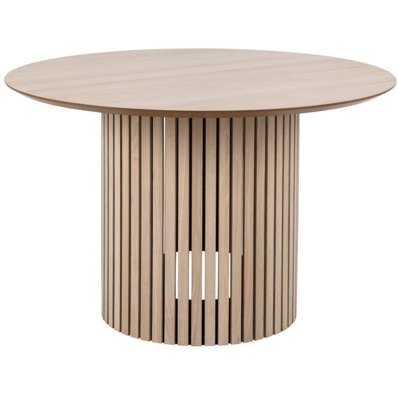 Hellin - Table à manger ronde 120x120x75 cm décor chêne blanchi - liney