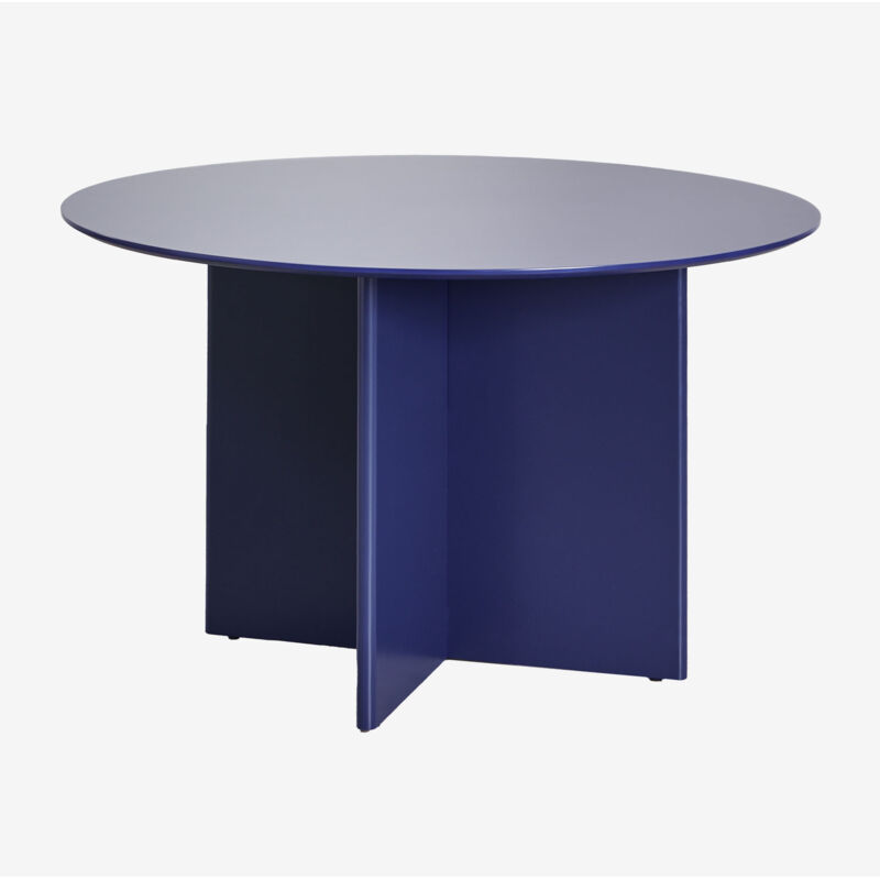 Sklum - Table de salle à manger ronde en mdf (Ø120 cm) Saonara Bleu Lapis-Lazuli