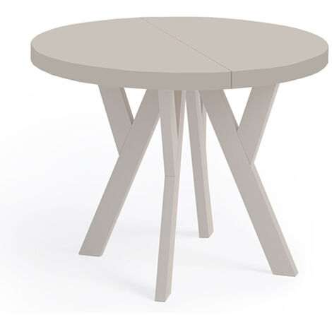 Table de salle à manger ronde extensible, PERO, style loft, scandinave, diamètre : 100 / 150 cm, couleur : cachemire