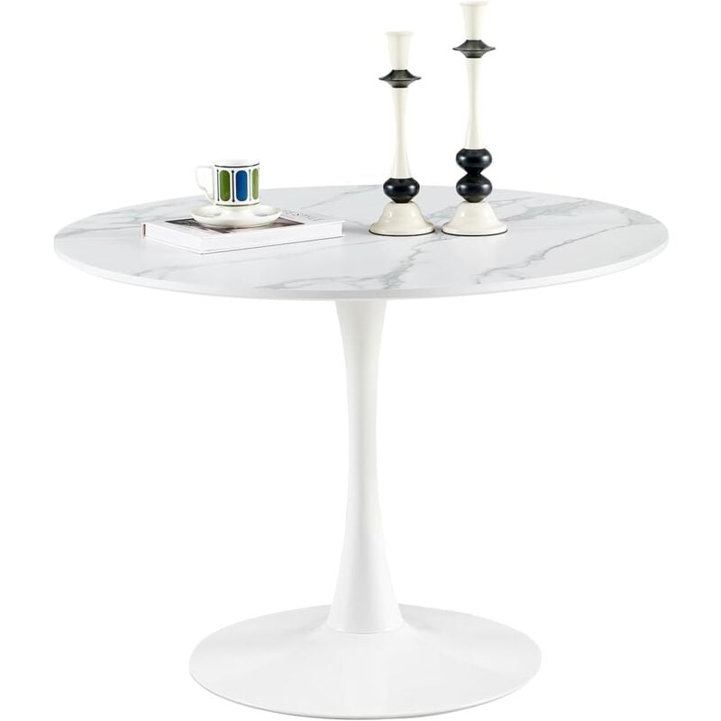 H.j Wedoo - Table de salle à manger, ronde, moderne, table de bar, bureau, convient pour la cuisine, la salle à manger, le salon et le bureau, pour 2