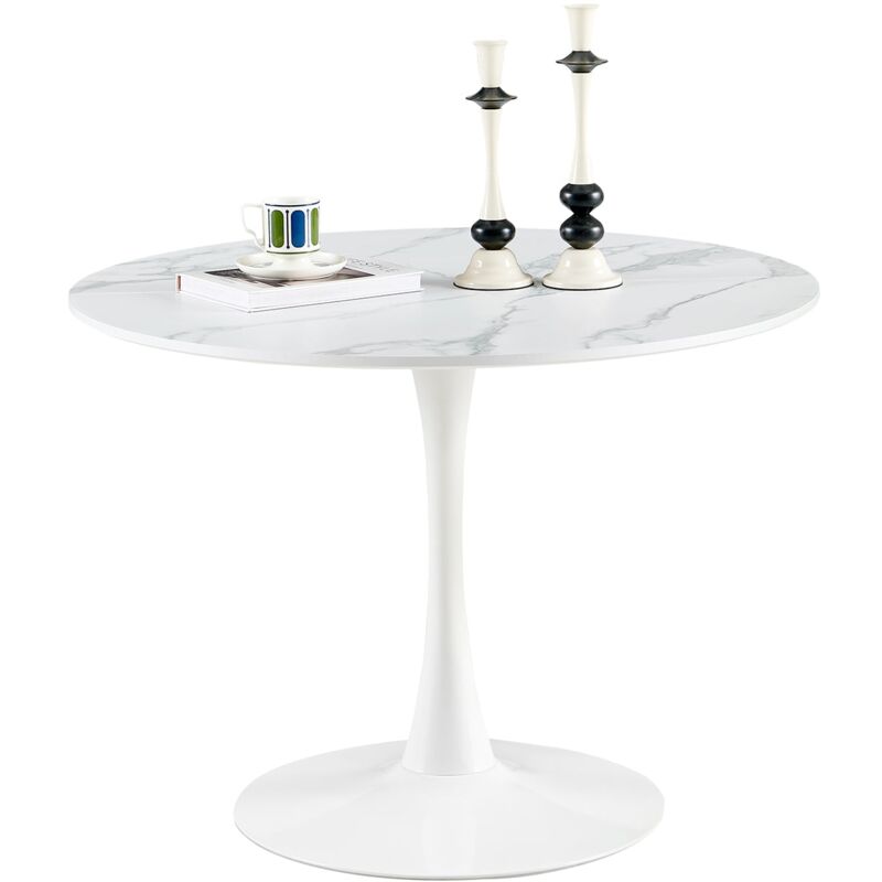 Table de salle à manger, ronde, moderne, table de bar, bureau, convient pour la cuisine, la salle à manger, pour 2 à 4 personnes, diamètre 100 cm
