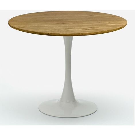 AHD AMAZING HOME DESIGN Table de salle à manger ronde style Goblet 80cm bois blanc Redwood