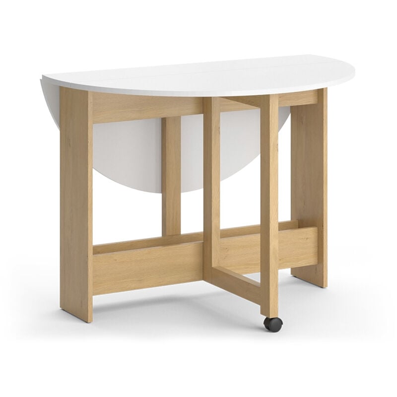 Vicco - Table de salle à manger Rondo, Chêne doré/blanc, 100 x 100 cm dépliable