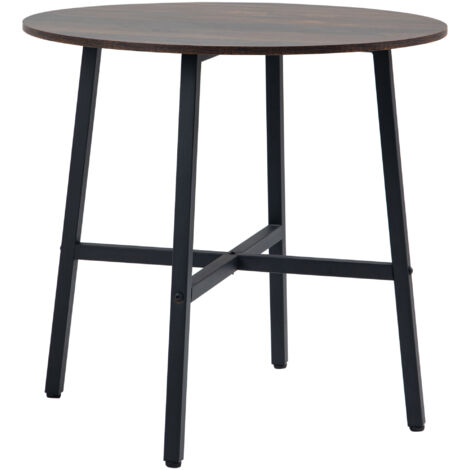 Table de salle à manger rustique, design industriel, grand format 80 cm, couleur marron