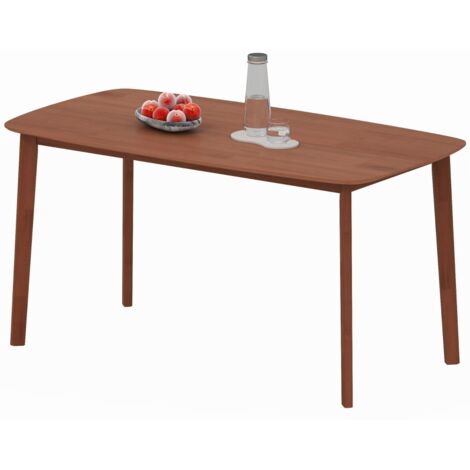 Table de salle à manger style rustique, surface laquée, bois, 150 x 80 cm, marron