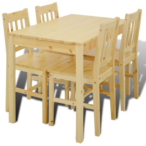 Table de salle à manger Table à dîne en bois avec 4 chaises Naturel