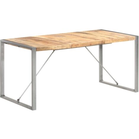 Table de salle à manger, Table à dîner, Table de Cuisine 160x80x75 cm Bois de manguier massif brut GHY5171