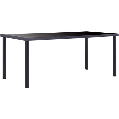 Table de salle à manger, Table à dîner, Table de Cuisine Noir 180x90x75 cm Verre trempé BHU2617