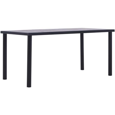 Table de salle à manger, Table à dîner, Table de Cuisine Noir et gris béton 160x80x75 cm MDF BHU2095