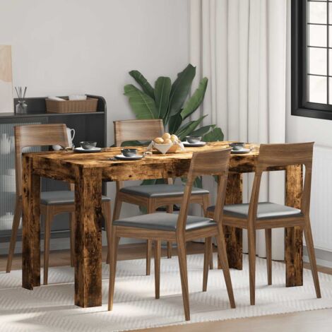 Table de salle à manger Table à manger Table à dîner Chêne fumé 140x74,5x76 cm Bois d'ingénierie XRKJ342757