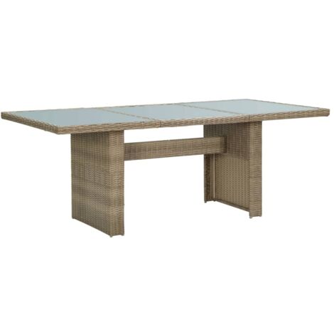 Table de salle à manger  Table à manger  Table à dîner Marron 200x100x74 cm Verre et résine tressée XRKJ185281