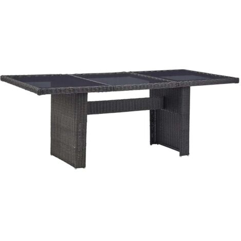 Table de salle à manger  Table à manger  Table à dîner Noir 200x100x74 cm Verre et résine tressée XRKJ717427
