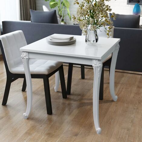 Table de salle à manger Table à manger Table de salon ou de cuisine 80 x 80 x 76 cm Laquée Blanche DNBDJU47743 MaisonChic
