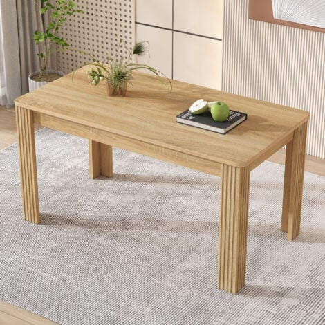Table de salle à manger, table à quatre pieds, en bois, chêne, rectangulaire, 116x65x75cm, naturel