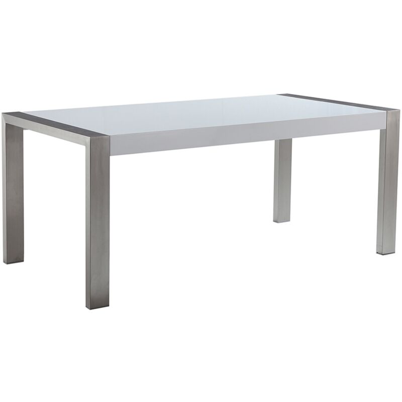 Beliani - Table de salle à manger en acier inox / plateau blanc 180 x 90 cm ARCTIC I