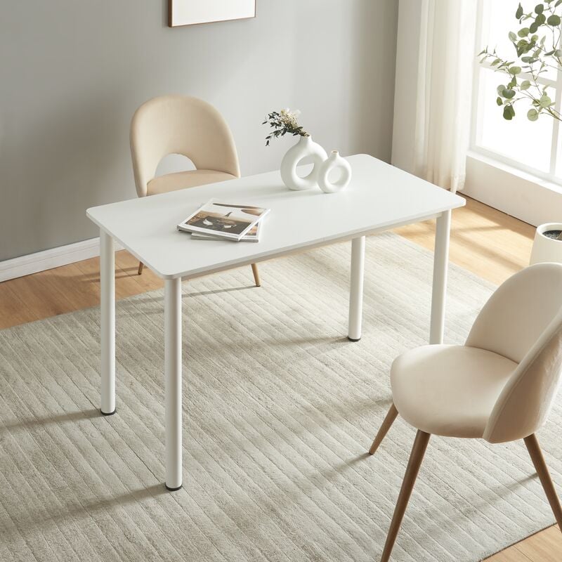 [en.casa] - Table de salle à manger Tammela mdf acier 120 x 60 x 75 cm blanc